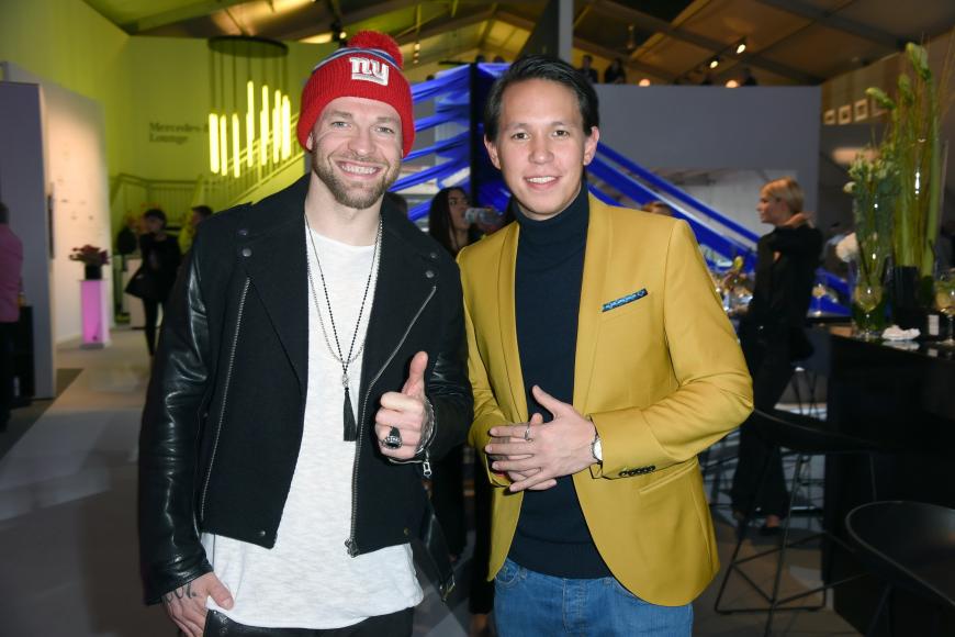 Mateo Jaschik und DJ Chino von Culcha Cundela feierten natürlich auch den Auftakt zur Fashion Week Berlin.