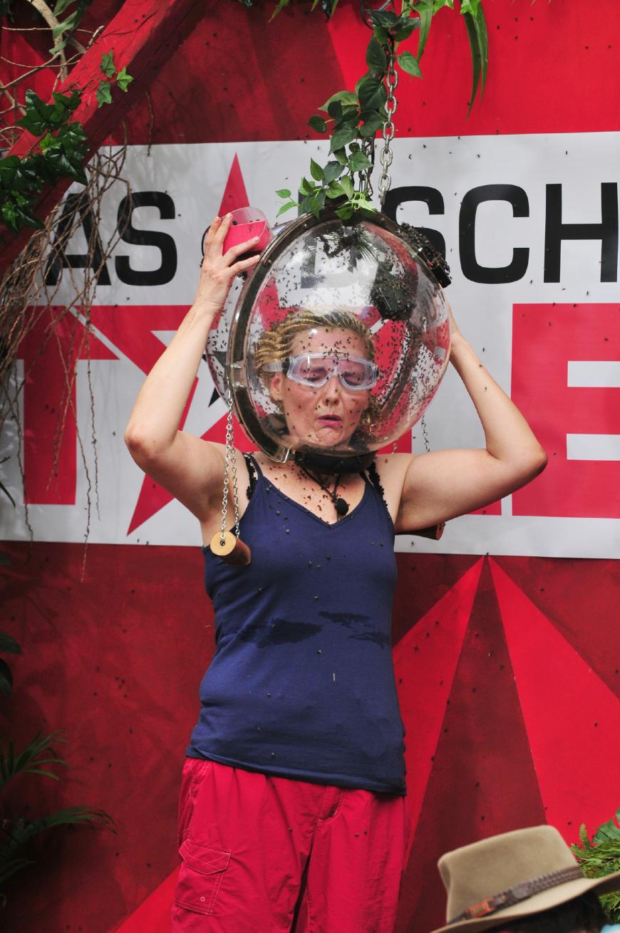 Helena muss mit dem Kopf in einer Plexiglashaube voller Tiere drei Karaoke-Lieder singen. Doch ein Wort fehlt in jedem Text. Nur wenn sie das fehlende Wort richtig ersetzt, gibt es je einen Stern. Während sie die Lieder singt, werden Fliegen in die Haube gelassen. „Wirklich nur Fliegen?“, fragt Helena. „Dann mache ich es.“