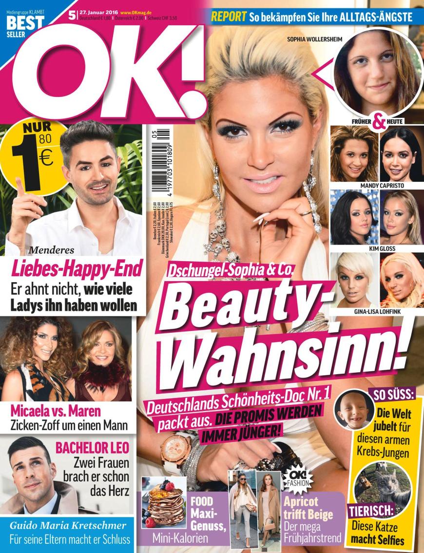 Die aktuelle Ausgabe von OK! mit der Coverstory Beauty-Wahnsinn - ab Mittwoch, 27. Januar, im Handel.