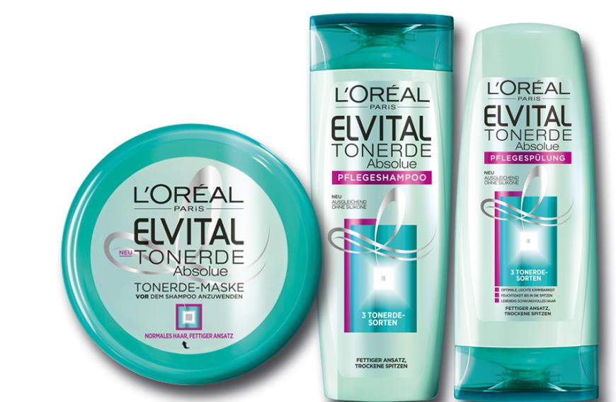 Nicht nur wir, sondern 65 Prozent aller Frauen haben normales und Misch-Haar. Nummer-1-Problem: Fettige Ansatz, trockene Spitzen. Dies will die neue Pflegeserie Elvital Tonerde Absolue lösen. Das Besondere: Die Tonerde-Maske wird vor der Haarwäsche angewendet. Sie befreit Kopfhaut und Haar von überschüssigem Fett, Silikonresten sowie Unreinheiten und sorgt so für einen frischen, reinen Ansatz und langanhaltend ausgeglichene Kopfhaut. Für die anschließende Haarwäsche bietet die Serie sowohl ein Pflegeshampoo als auch ein Anti-Schuppen Shampoo. Eine pflegende Spülung sorgt für optimale Kämmbarkeit. 2,99-4,99 Euro