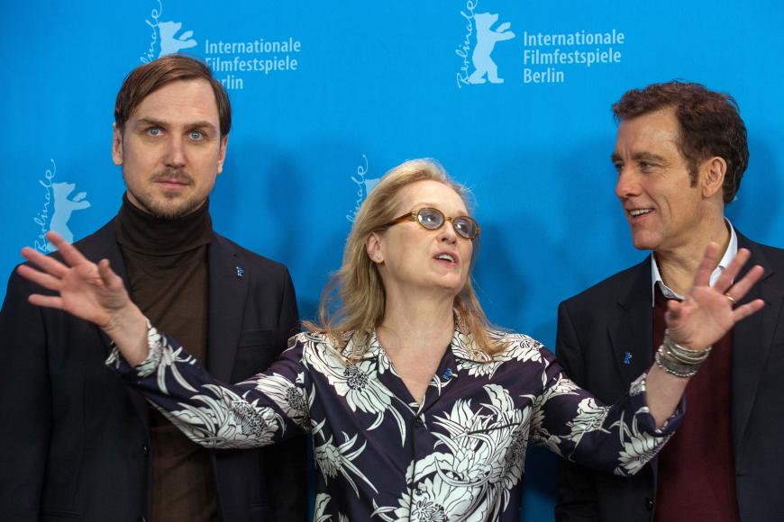 Auch die internationale Jury der Berlinale 2016 ist hochkarätig besetzt: Lars Eidinger, Präsidentin Meryl Streep (USA) und Clive Owen (Großbritannien, v.l.).