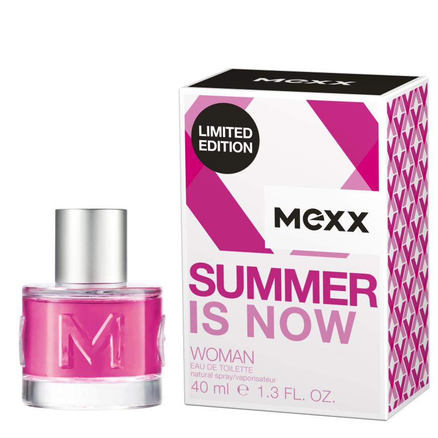 Sympatisch: „Summer is now“ von Mexx, mit Birne, Ananasblättern, Mirabelle, Rose und Freesie, 40 ml, EdT, ca. 25 Euro, limitiert