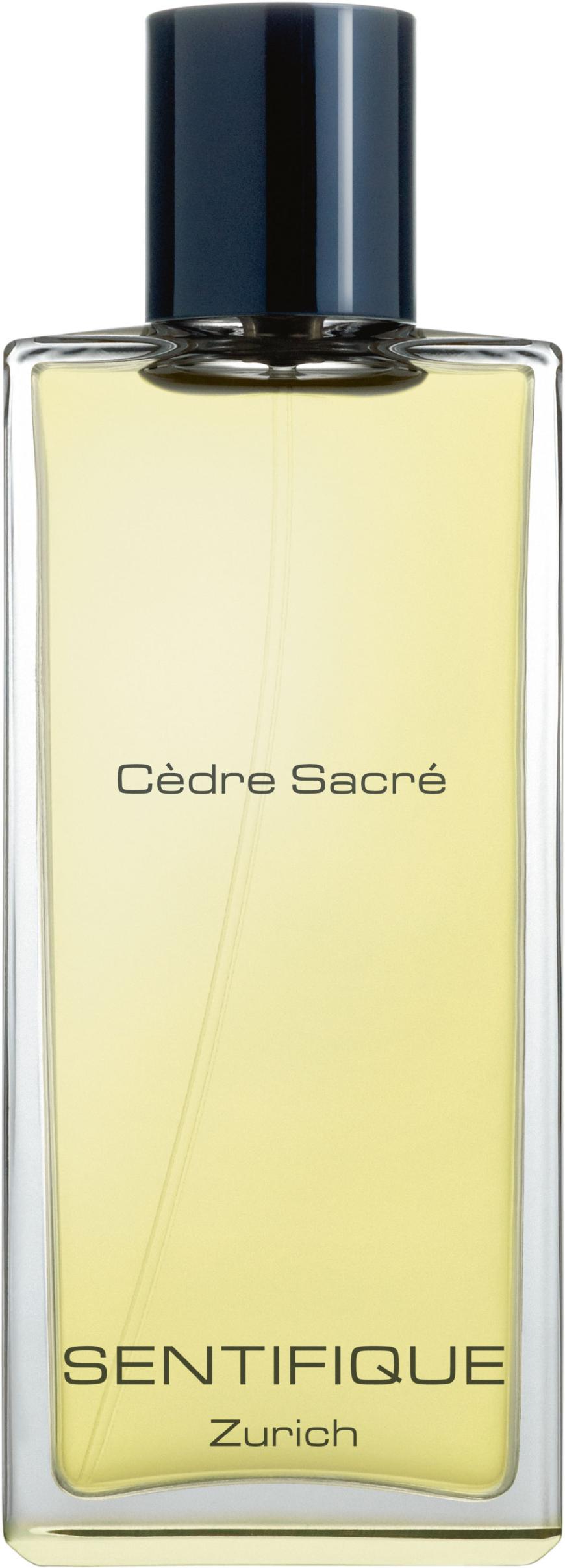 Extravagant: „Cèdre Sacré“ von Sentifique, mit Zitronenschale, Zedernholz und Oud, 50 ml, EdP, ca. 149 Euro, ausliebezumduft.de