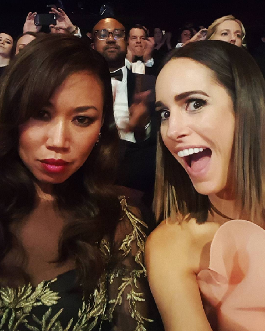 Live aus dem Dolby Theater: Louise Roe postet direkt mal ein Selfie aus dem Oscar-Publikum.