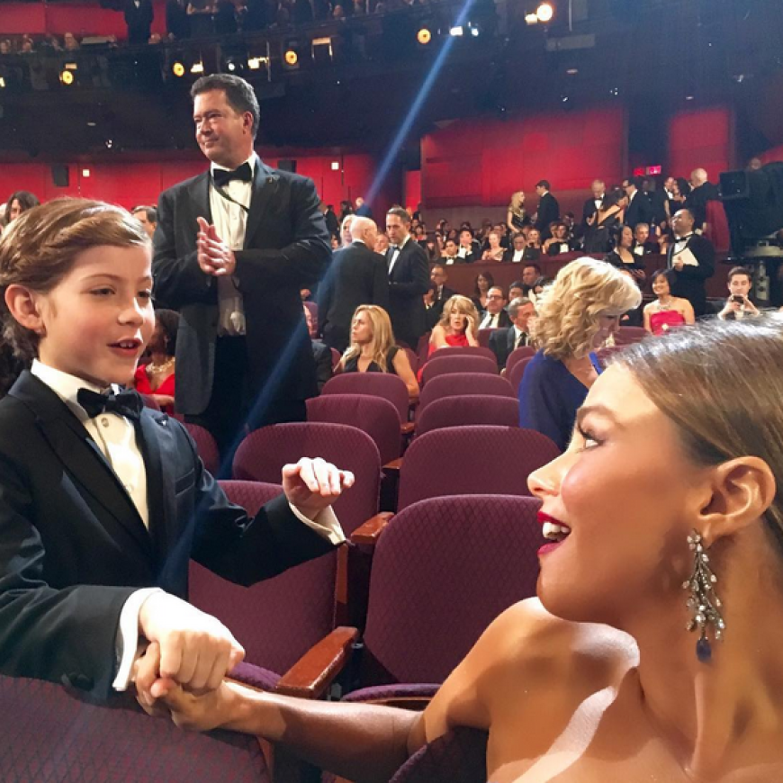 Wer findet hier wen toll? Sofia Vergara trifft Jacob Tremblay.