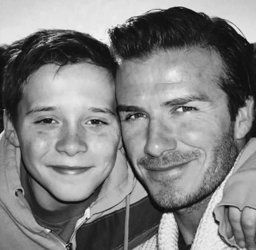Unzertrennlich: David Beckham mit seinem Söhnchen Brooklyn vor einigen Jahren.