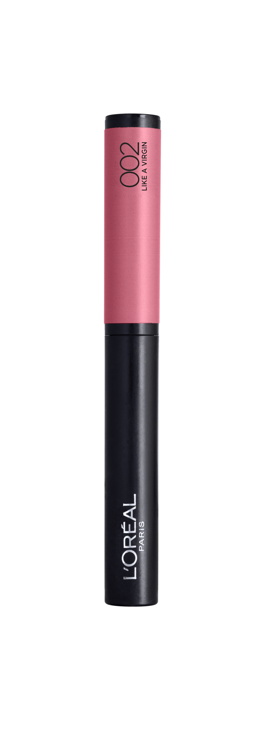 Mit Puderpigmenten „Indefectible Matt Lippen-Puder-Stift“ von L’Oréal Paris in „Virgin“, ca. 13 Euro