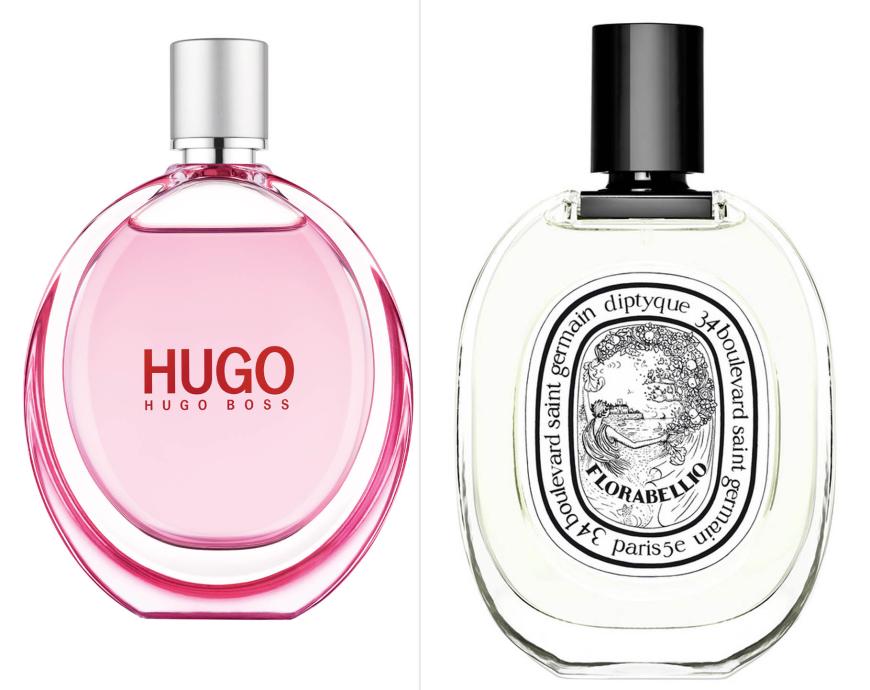 Frisch zu frisch: „Hugo Woman Extreme“ von Hugo Boss, mit rotem Himalajagras, Boysenbeeren und Sambac-Jasmin, 30 ml, EdP, ca. 50 Euro + „Florabellio“ von Diptyque, mit Meeresfenchel und Apfel, 50 ml, EdT, 70 Euro, ausliebezumduft.de