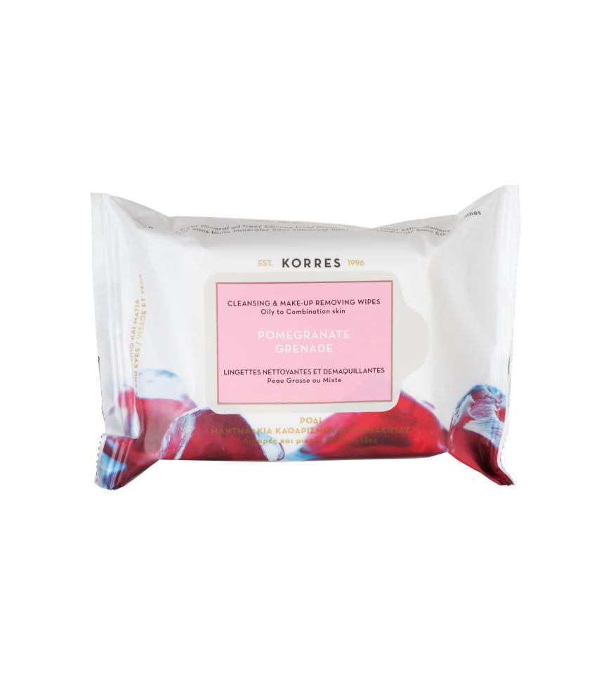 Fettige Haut: Getränkt in Granatapfelextrakt: „Cleansing & Make-up Removing Wipes“ für ölige Haut, von Korres, ca. 8 Euro