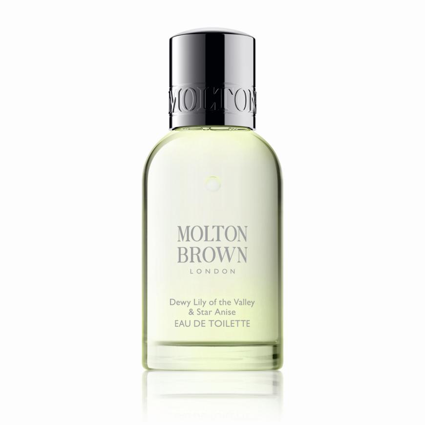 Zarte Blüten für Krebse: „Dewy Lily of the Valley & Star Anise“ von Molton Brown, duftet nach Maiglöckchen und Sternanis, 50 ml, EdT, ca. 50 Euro