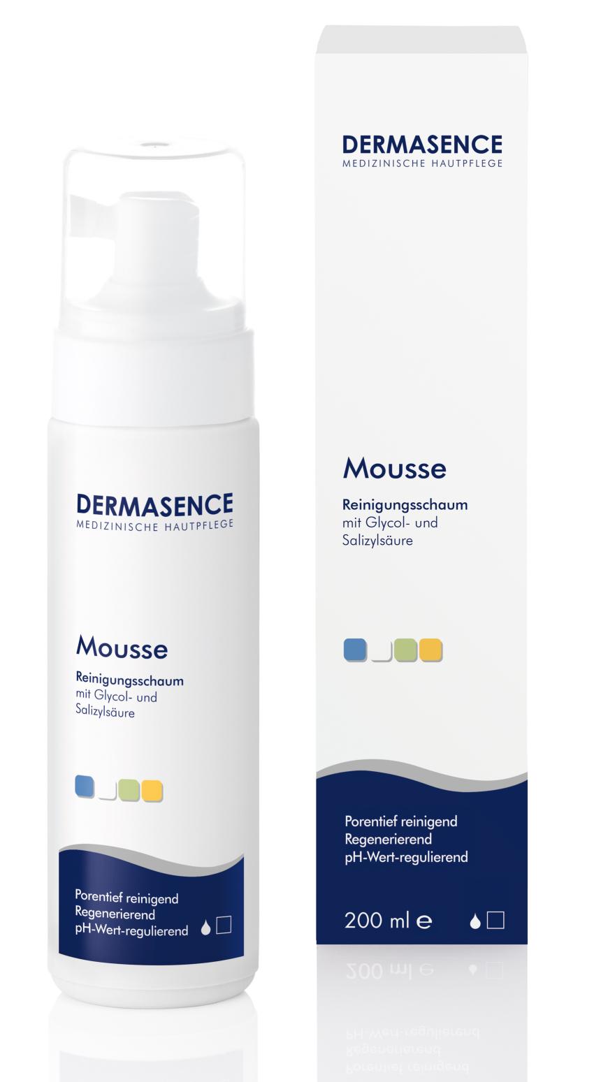 Glycol- und Salicylsäure pusten die Poren durch bei unreiner Haut: „Mousse Reinigungsschaum“ von Dermasence, ca. 13 Euro