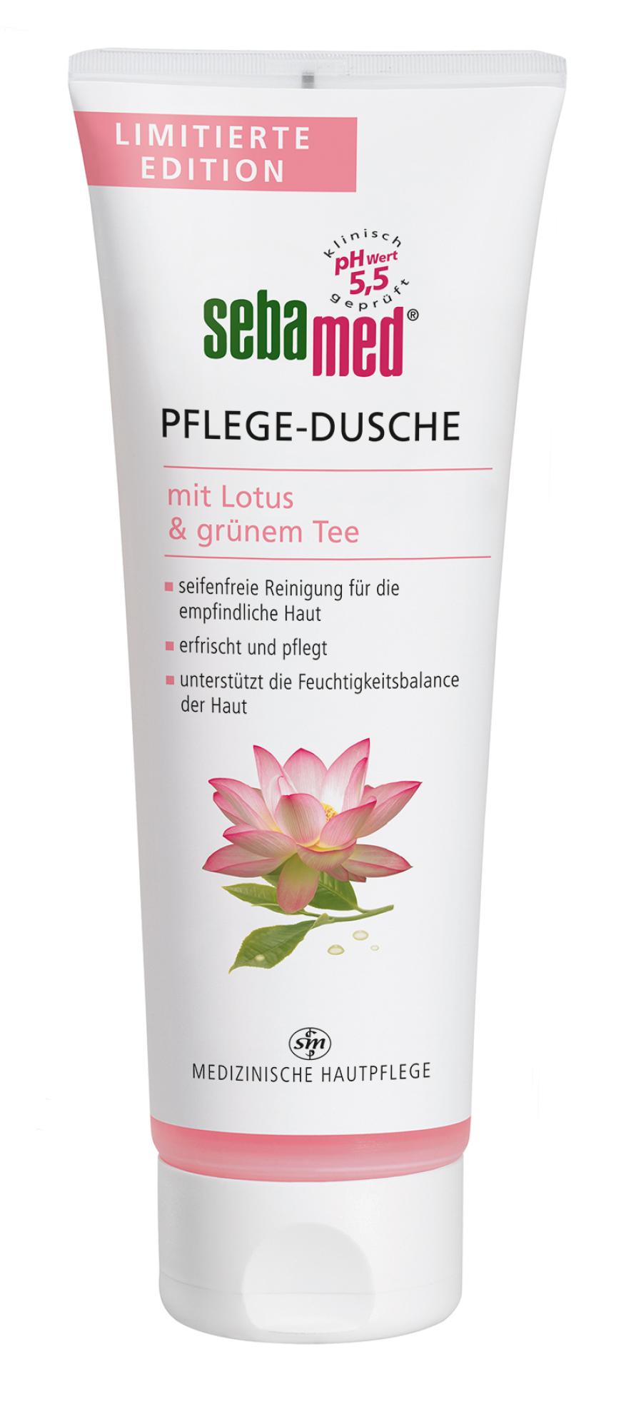 „Pflege-Dusche mit Lotus & grünem Tee“ von Sebamed, ca. 4 Euro