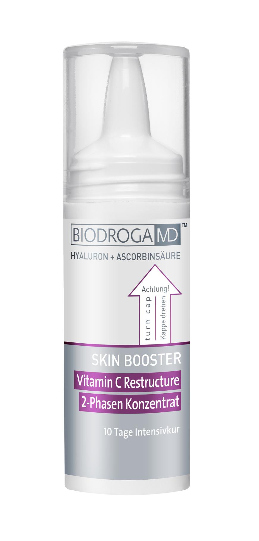 Ascorbyl + Magnesium: „Vitamin C Restructure 2-Phasen Konzentrat“ von Biodroga MD, mit Ascorbylpalmitat, ca. 49 Euro