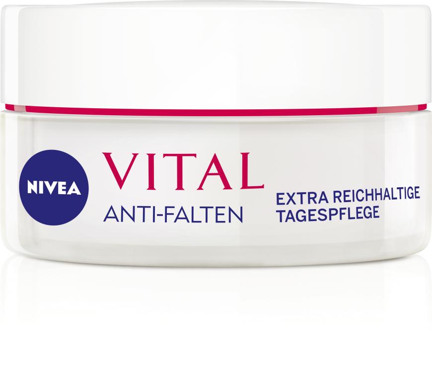 Hydrophob + Hydrophil: „Vital Anti-Falten“- Tagespflege von Nivea, mit Arganöl, ca. 7 Euro
