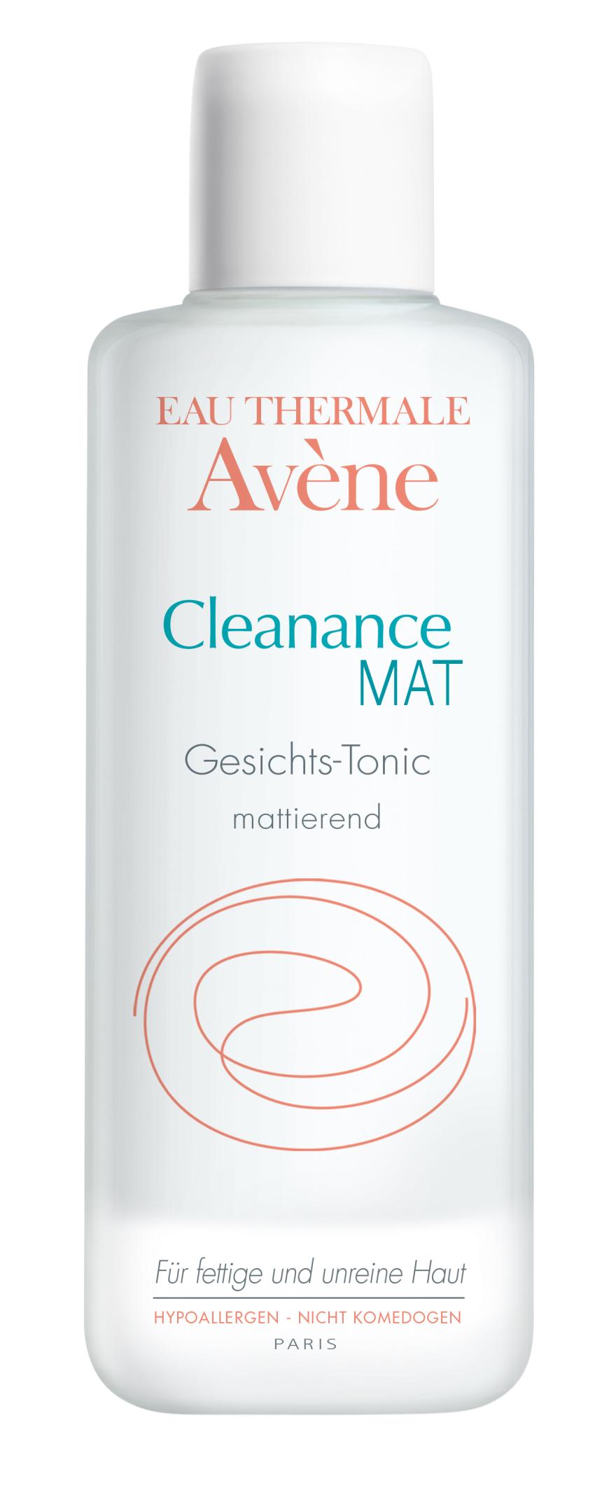 Statt rückfettenden Reinigern: Erfrischendes „Cleanance Mat Gesichts-Tonic“ von Avène, mit Thermalwasser, ca. 14 Euro, in Apotheken