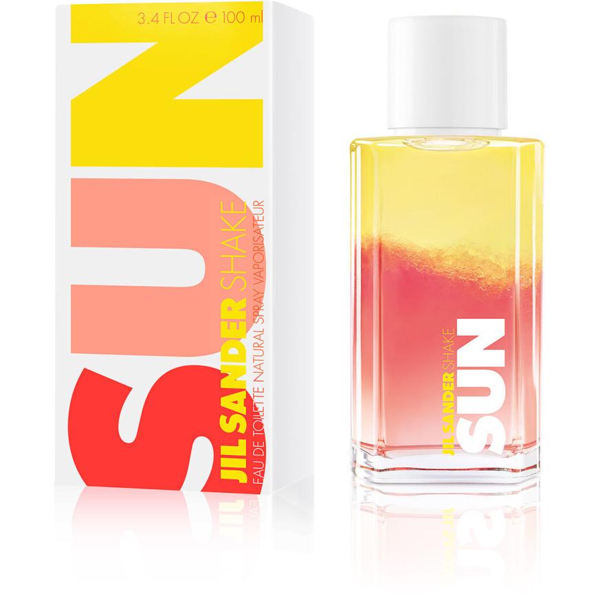 Statt schweren, opulenten Düften: „Sun Shake“ von Jil Sander, mit Bergamotte und Frangipani, 100 ml, EdT, ca. 30 Euro
