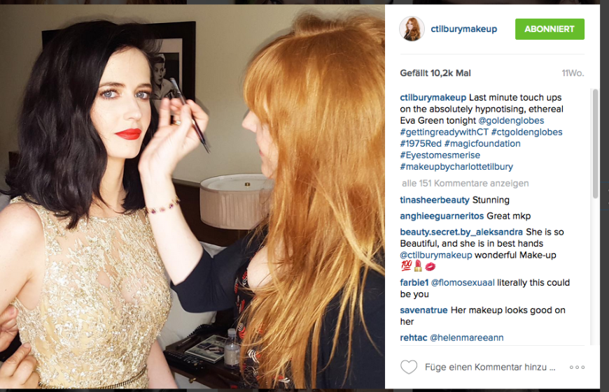 Vor den Golden Globes: „James Bond“-Star Eva Green mit Charlotte Tilbury