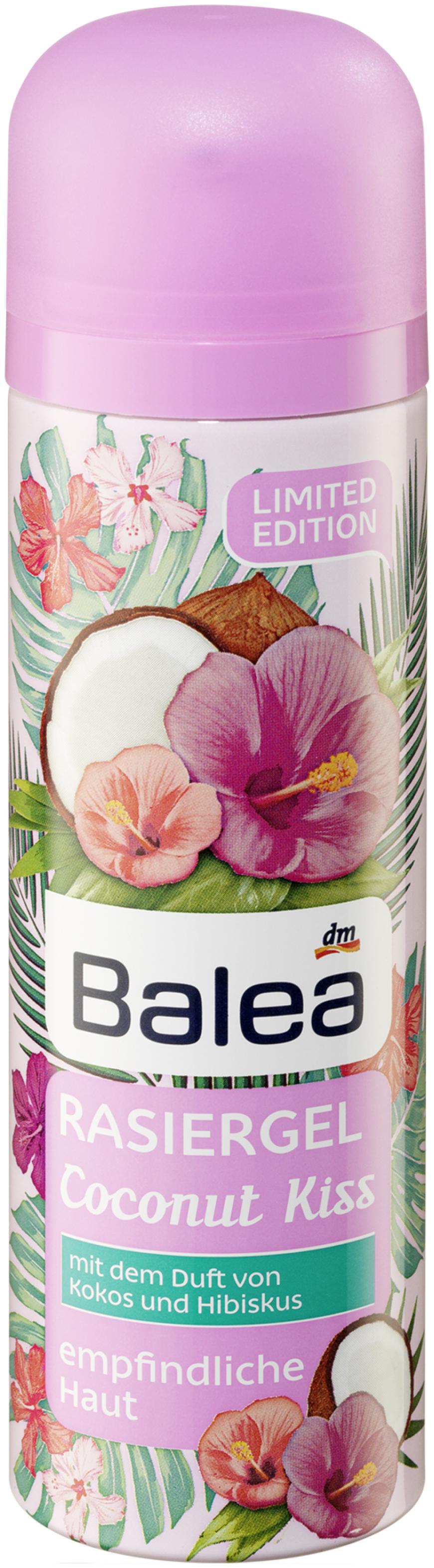 „Coconut Kiss“-Rasiergel von Balea, für empfindliche Haut, ca. 1 Euro, bei DM