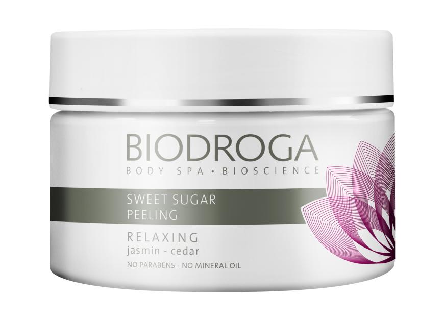 Stimuliert: „Relaxing Sweet Sugar Peeling“ von Biodroga, ca. 45 Euro