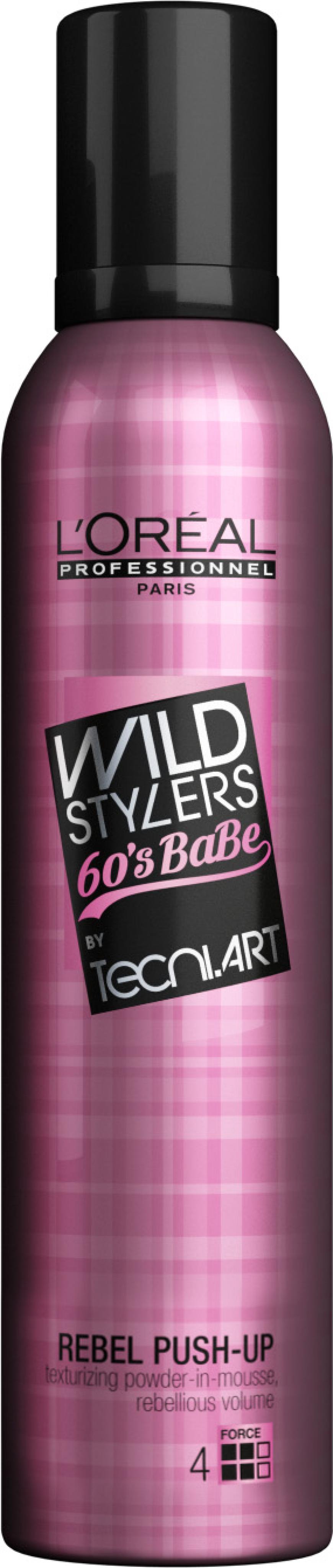 Swirl it: „Wild Stylers 60’s Babe Rebel Push-up Mousse“ von L’Oréal Professionnel, ca. 20 Euro, beim Friseur