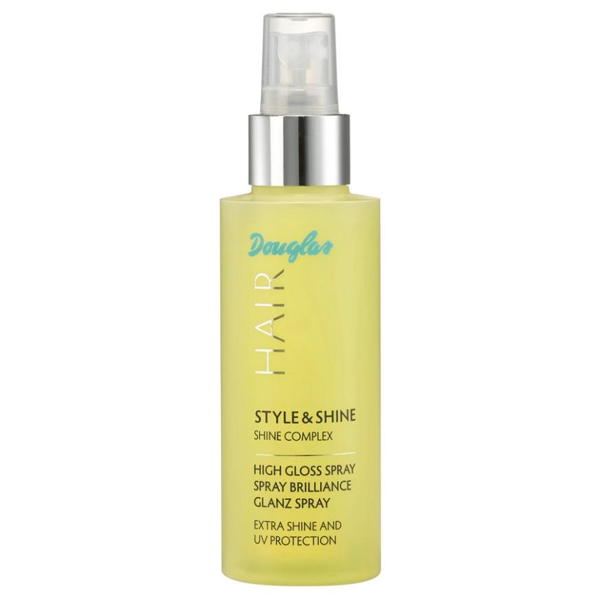 Für tollen Glanz: „High Gloss Spray“ von Douglas Hair, ca. 10 Euro