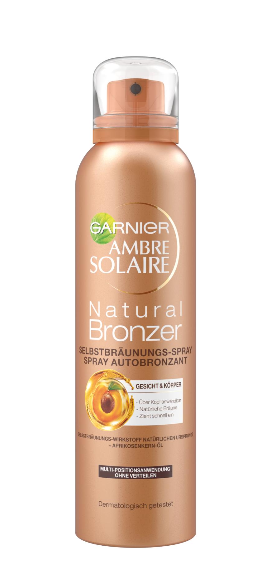 Tolle Bräune: „Ambre Solaire Natural Bronzer“- Selbstbräunungsspray von Garnier, ca. 6 Euro