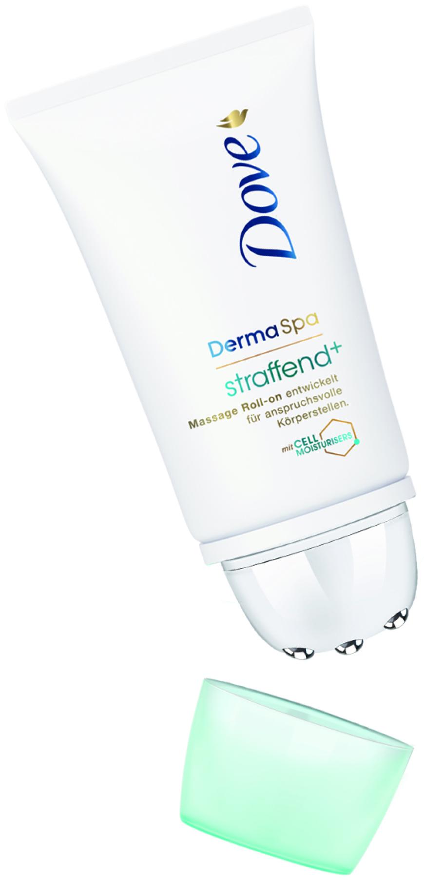 „DermaSpa Straffend+ Massage Roll-on“ von Dove für anspruchsvolle Körperstellen, ca. 7 Euro