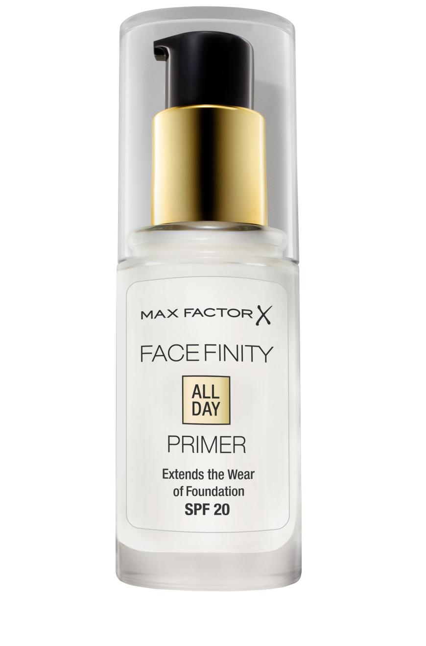 Perfekt für den Teint: „FACEFINITY ALL DAY PRIMER“ von Max Factor, reduziert Glanz, ca. 13 Euro