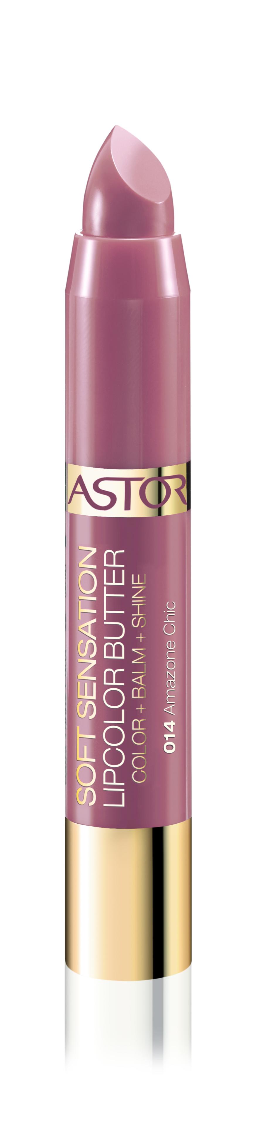 „Soft Sensation Lipcolor Butter“ von Astor, in „Amazon Chic“, ca. 7 Euro