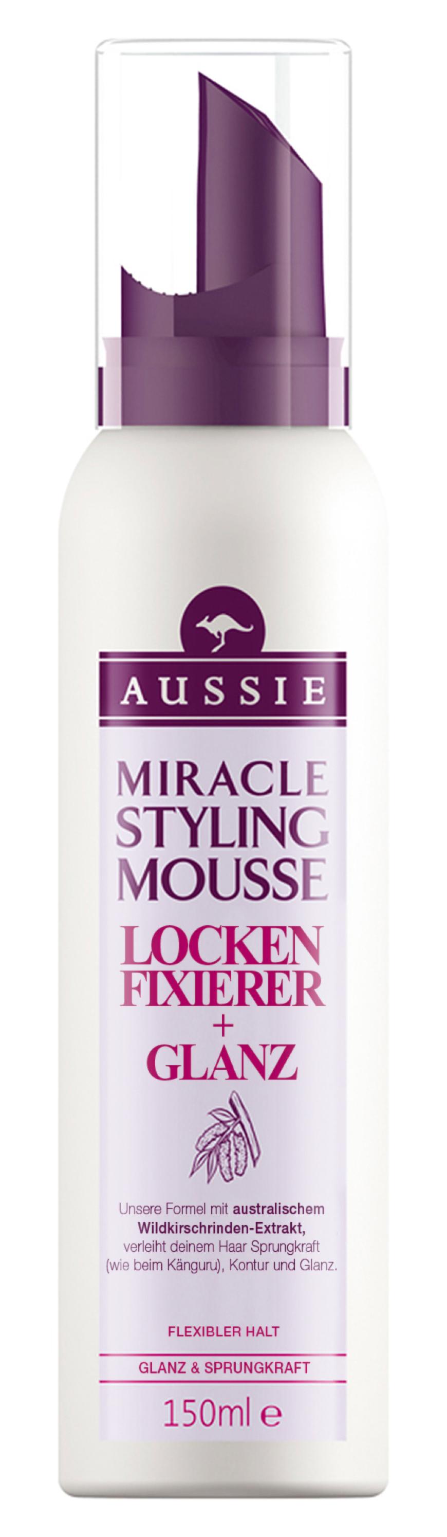 „Miracle Styling Mousse Locken Fixierer + Glanz“-Haarschaum von Aussie, ca. 5 Euro