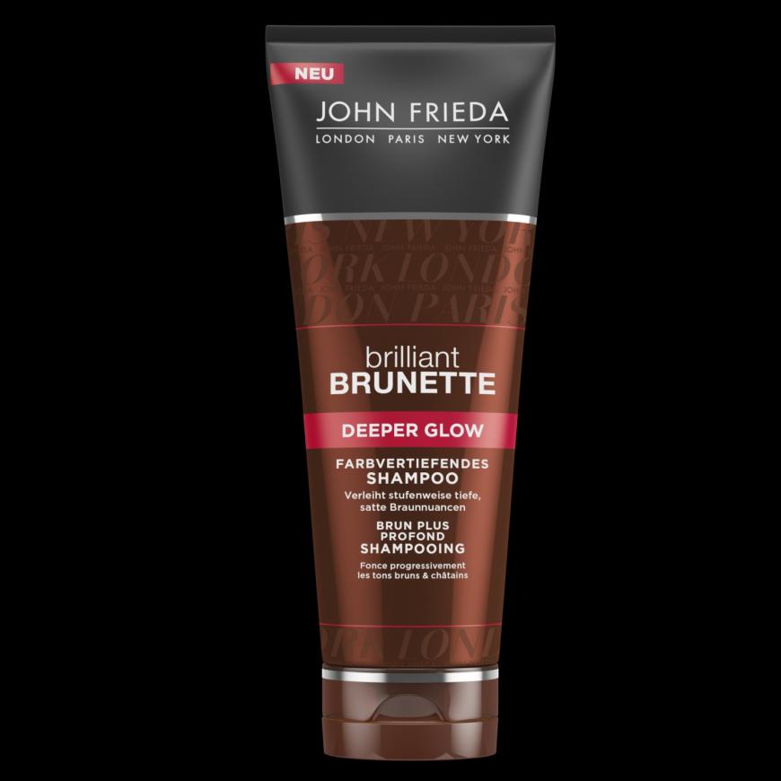 „Brilliant Brunette Deeper Glow Farbintensivierendes Shampoo“ von John Frieda, ca. 8 Euro
