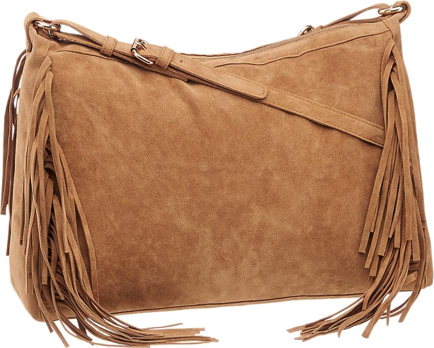 HIPPIE BEGLEITER: Kunstledertasche mit Fransen von Deichmann, ca. 15 Euro