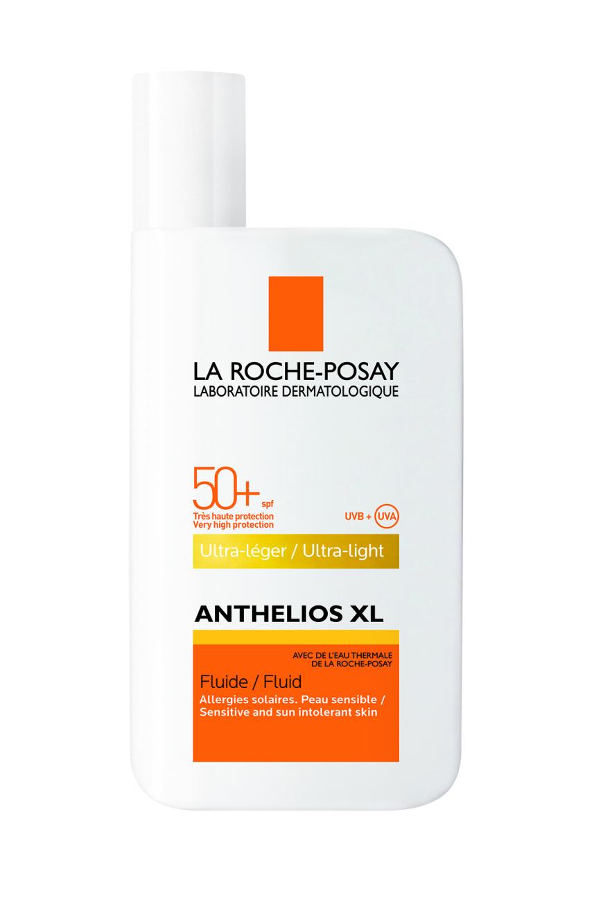 Für das Dekolleté: „Anthelios XL 50+ Fluid Ultralight“Sonnenschutz von La RochePosay, ca. 20 Euro, in Apotheken