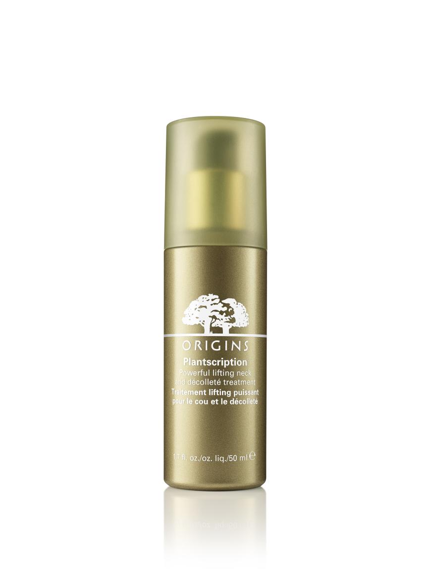 „Plantscription Powerful Lifting Neck and Décolleté Treatment“ von Origins, ca. 66 Euro