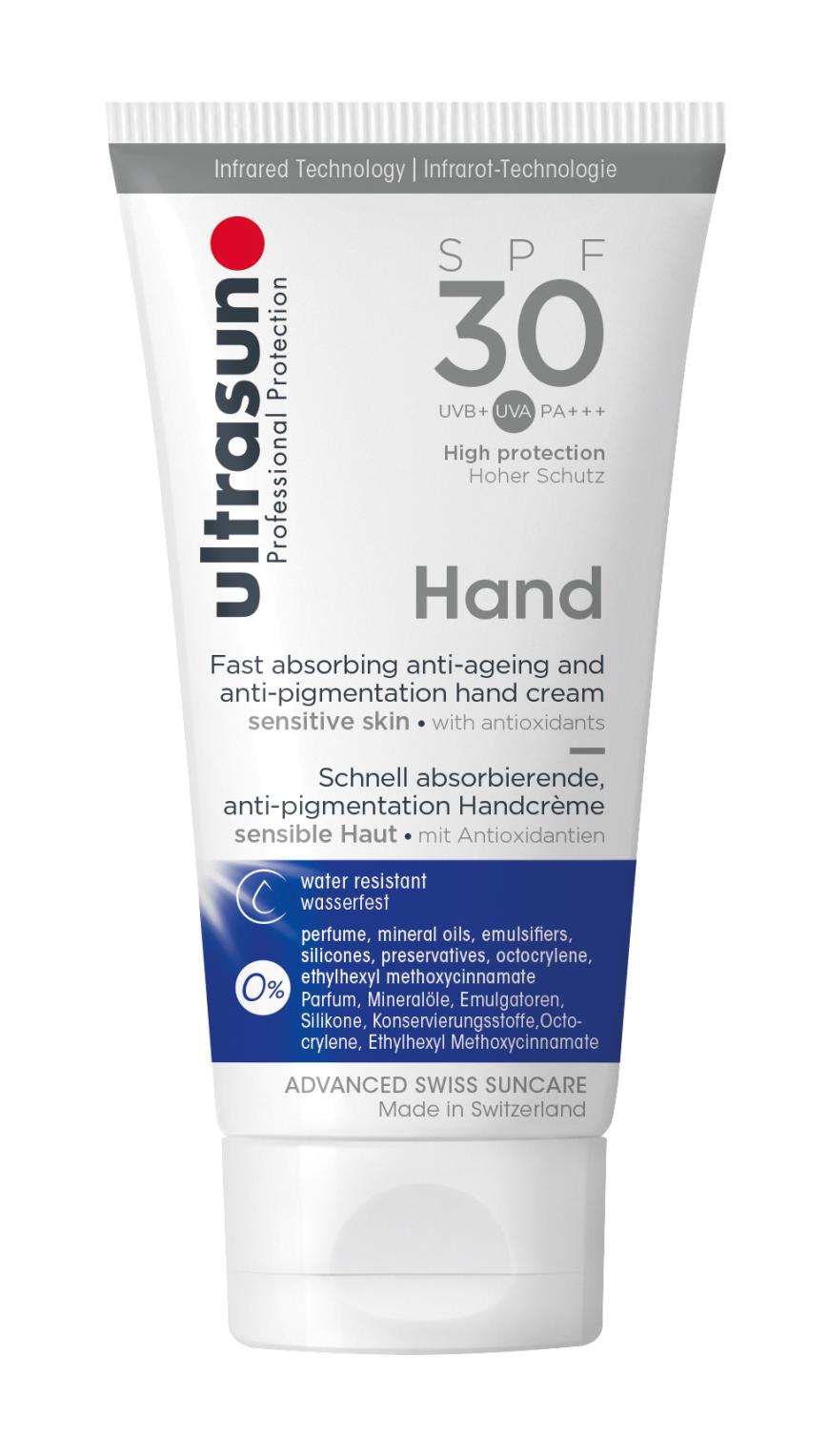 Handcreme von Ultrasun, mit SPF 30, ca. 20 Euro, in Apotheken
