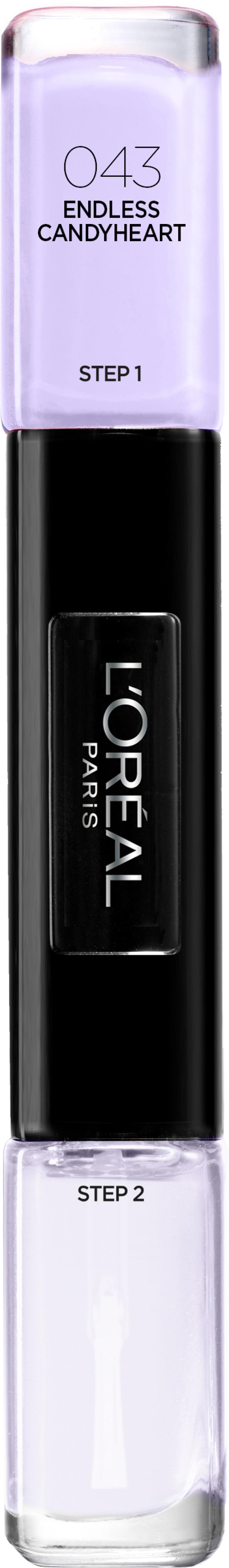 NAGELLACK PLUS TOPCOAT „Indefectible Pastels“ von L’Oréal Paris, in „Endless Candyheart“, ca. 5 Euro