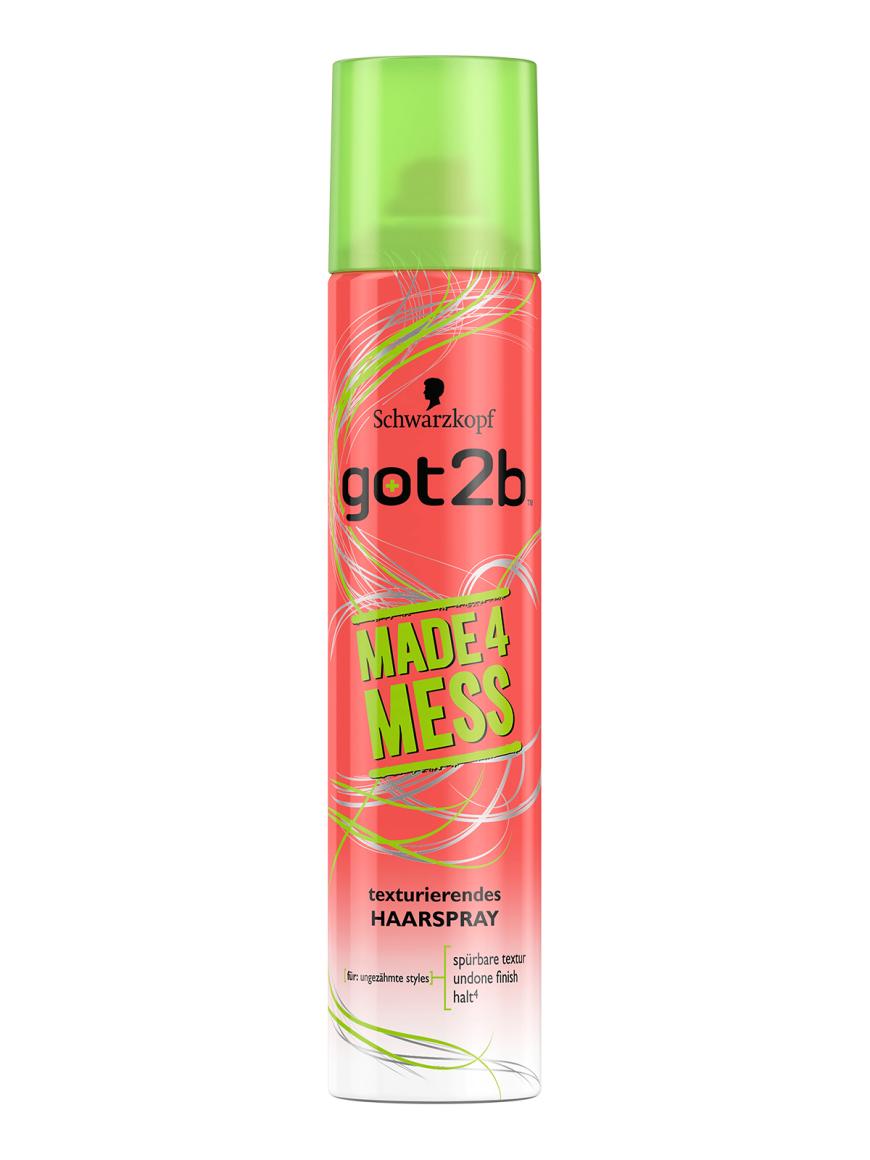 UNDONE-FINISH „got2b Made4Mess texturierendes Haarspray“ von Schwarzkopf, ca. 5 Euro