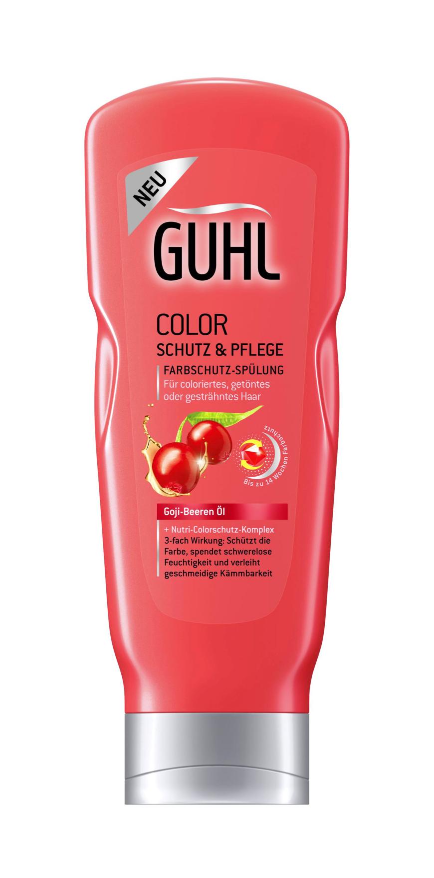 REICHHALTIGE PFLEGE „Color Schutz & Pflege Farbschutz- Spülung“ von Guhl, ca. 4 Euro