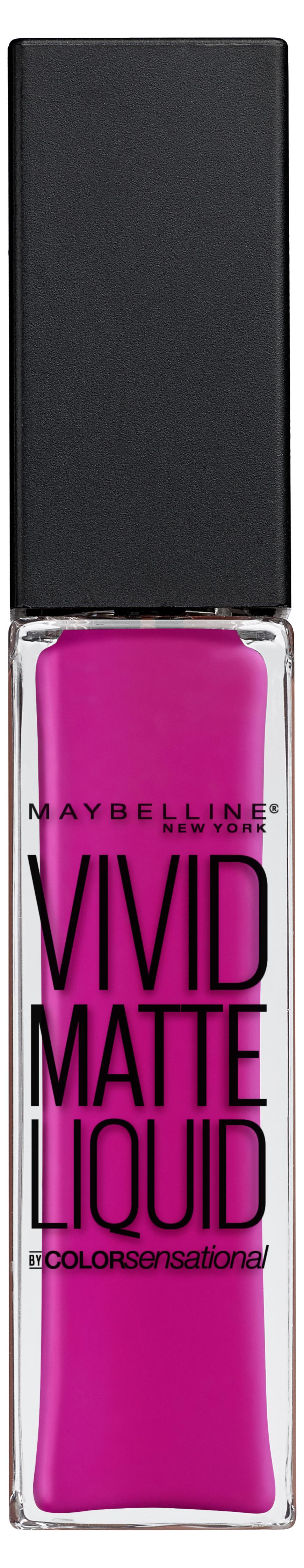 Farbintesiv: „Vivid Matte Liquid“ von Maybelline New York, in der Nuance „Electric Pink“, ca. 6 Euro