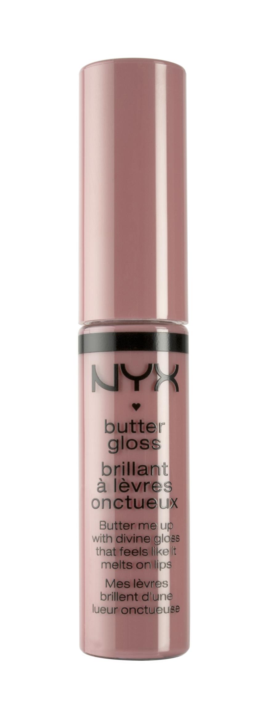 „Butter Gloss“von Nyx, mit intensiven Glanz, in „Èclair“, ca. 6 Euro, douglas.de