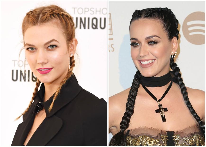 BOXER-ZÖPFE Diese Runde geht an Laufstegschönheit Karlie Kloss, 23. Sie trägt die angesagten Boxing-Braids eng am Kopf geflochten und ein wenig unperfekt. Das wirkt mädchenhaft und charmant. Sängerin Katy Perry, 31, wollte es scheinbar traditioneller und hat die Zöpfe altmodisch in Heidi-Manier gestylt. Das sieht leider mehr nach Oktoberfest als coolem Streetstyle aus.