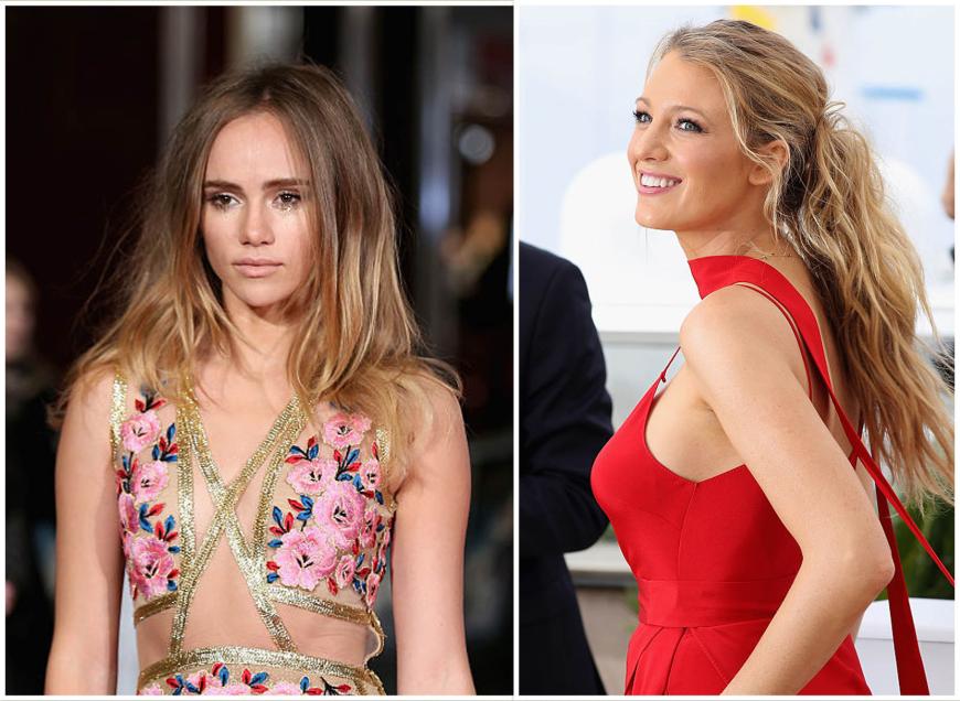 MESSY HAIR Model Suki Waterhouse, 24, nimmt den Out-of-Bed-Look etwas zu wörtlich und wirkt insgesamt ein wenig müde und fahl. California-Girl Blake Lively, 28, hat’s besser drauf: Sie mixt zur lockeren Frisur roséfarbenen Lippenstift und ein bezauberndes Lächeln.