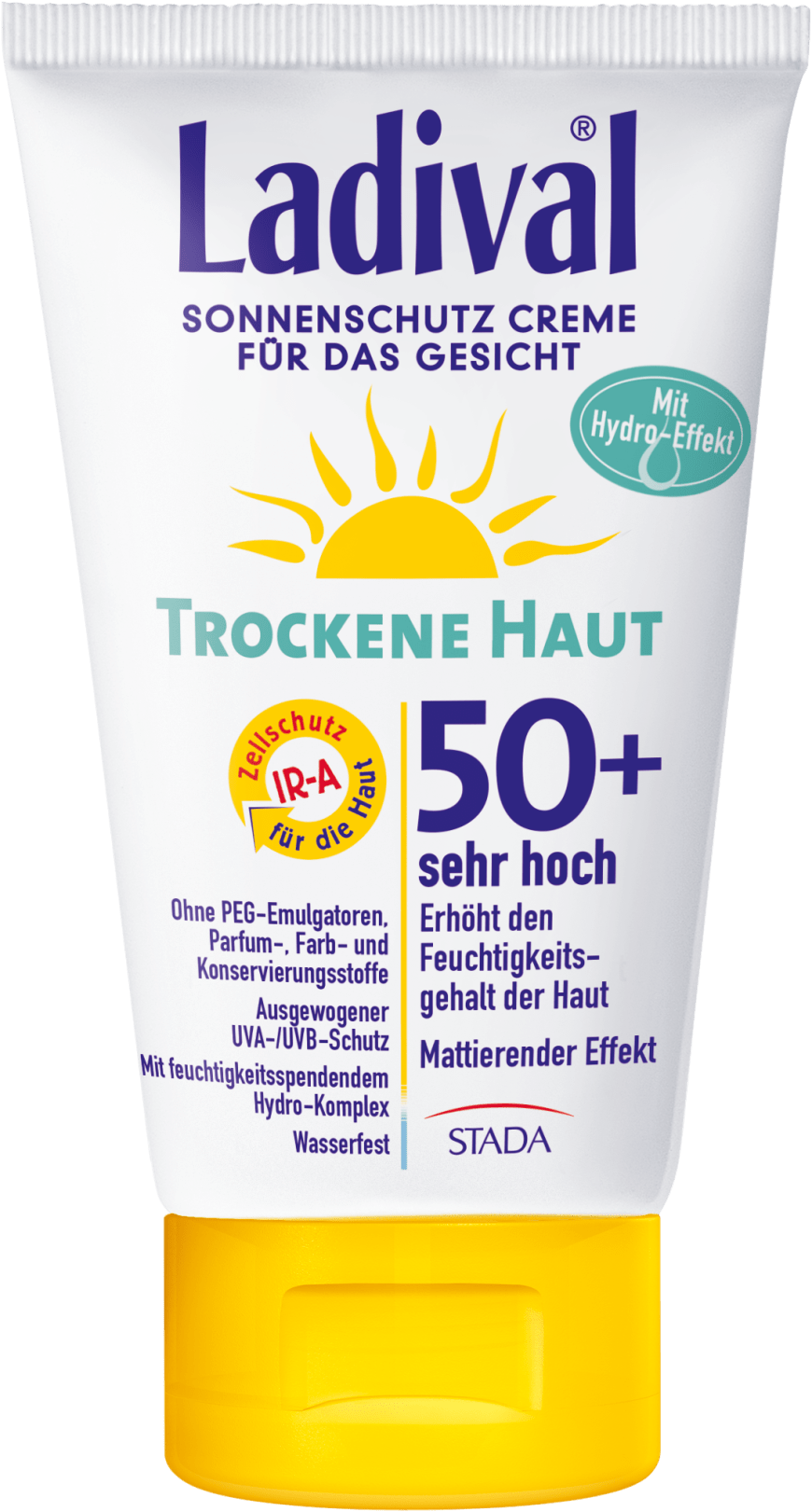 Sonnenpflege für trockene Haut: MIT HYDRO-EFFEKT „Sonnenschutzcreme für das Gesicht LSF 50+“ von Ladival, ca. 17 Euro