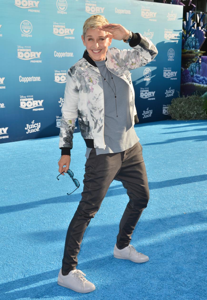 Ellen DeGeneres alberte mit den Fotografen herum.