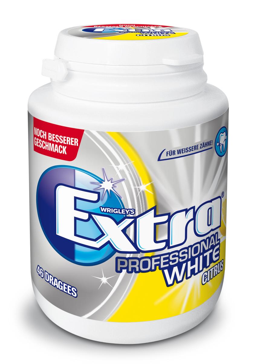 Für zwischendurch: „Extra Professional White Citrus“-Kaugummi von Wrigley’s, ca. 3 Euro