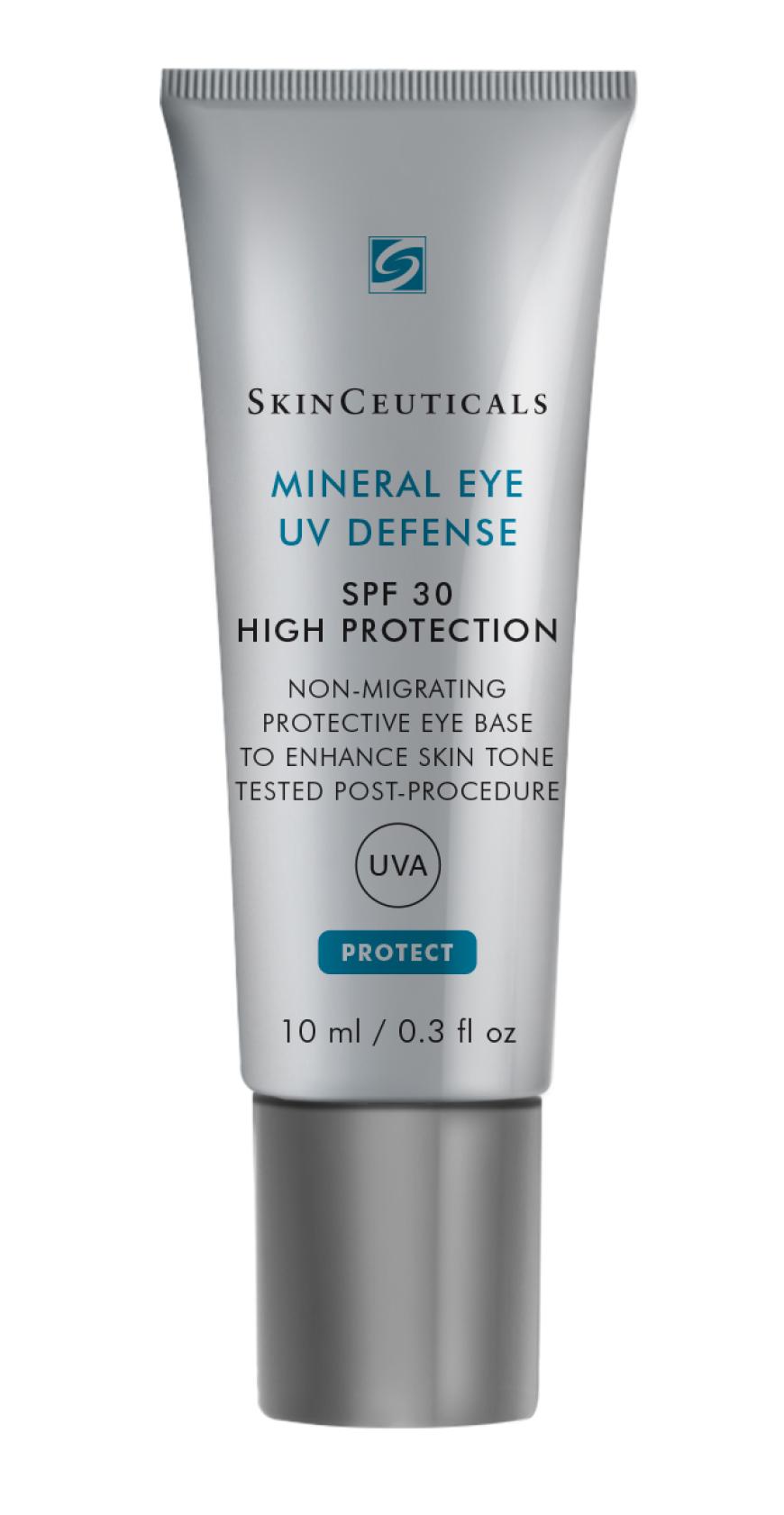 LSF richtig anwenden: „Mineral Eye UV-Defense SPF 30“ pigmentierte Augenpflege von Skinceuticals, ca. 30 Euro, in Apotheken