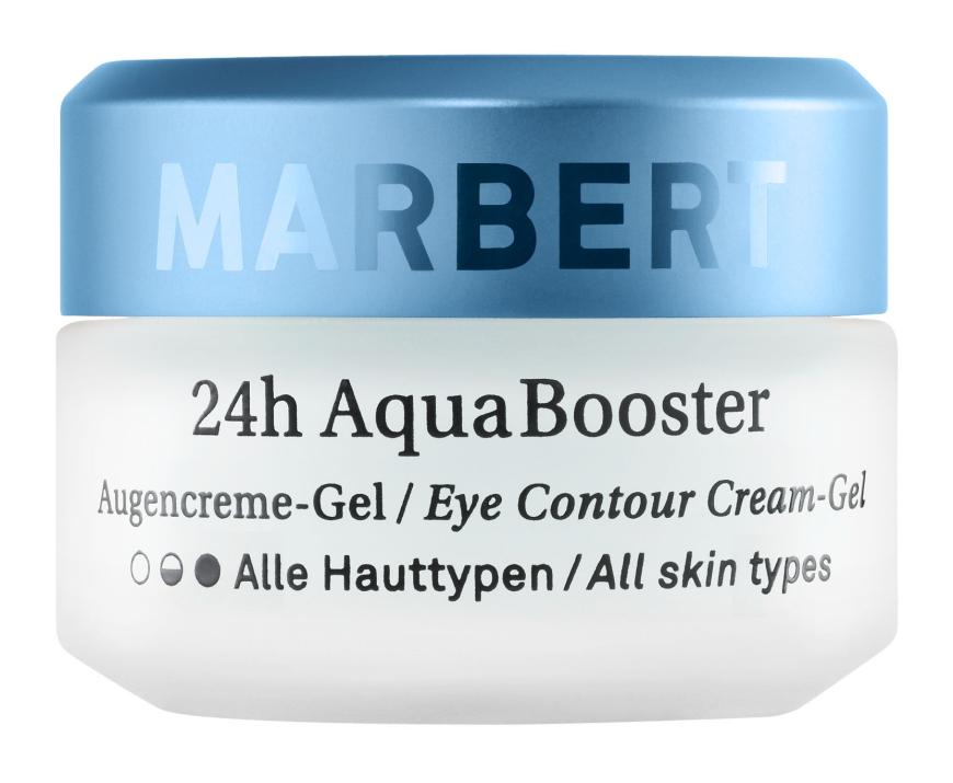 Wirkt abschwellend: „24h AquaBooster Augencreme-Gel“ von Marbert, ca. 25 Euro