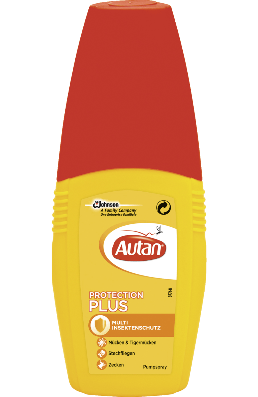 Nützliche Helfer: „Protection Plus“-Insektenspray von Autan, mit Multischutz, ca. 7 Euro