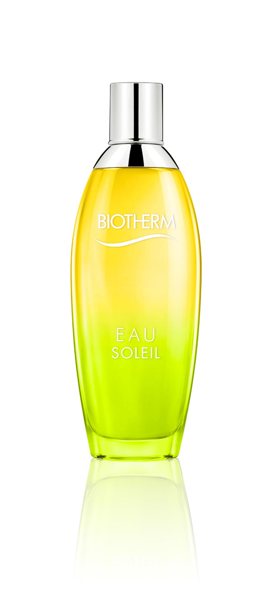 FEIGE, TIARÉ-BLÜTE UND ORANGE: „Eau Soleil“ von Biotherm, ca. 45 Euro, 100 ml, EdT