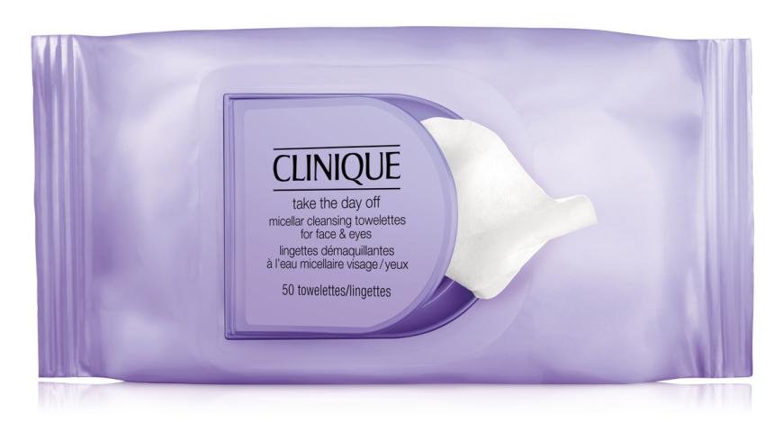 Reinigt ohne Wasser: „Take The Day Off Micellar Cleansing Towelettes“-Tücher von Clinique, ca. 16 Euro